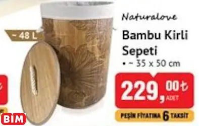 NATURALOVE BAMBU KİRLİ SEPETİ NATURALOVE BAMBU KİRLİ SEPETİ